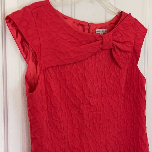 Sandra Darren red Sheath/Bodycon Dress with bow Size 16 - Picture 3 of 10